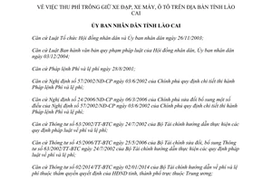 Quyết định 52/2014/QĐ-UBND thu Phí trông giữ xe đạp xe máy ô tô Lào Cai