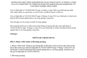 Thông tư 05/2014/TT-BKHĐT hướng dẫn 210/2013/NĐ-CP khuyến khích doanh nghiệp đầu tư nông nghiệp nông thôn