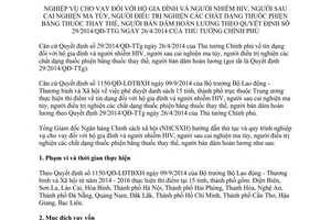 Hướng dẫn 3337/NHCS-TDSV 2014 nghiệp vụ cho vay hộ gia đình người nhiễm HIV sau cai nghiện ma túy