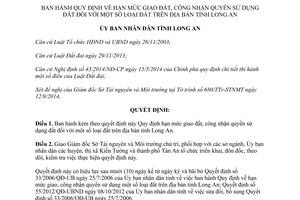Quyết định 46/2014/QĐ-UBND hạn mức giao đất công nhận quyền sử dụng đất Long An