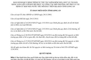 Quyết định 47/2014/QĐ-UBND thủ tục bồi thường hỗ trợ tái định cư khi Nhà nước thu hồi đất Long An