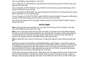 Quyết định 18/2014/QĐ-UBND quy định bồi thường hỗ trợ tái định cư khi thu hồi đất Vĩnh Long