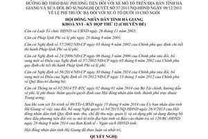 Nghị quyết 149/2014/NQ-HĐND sửa đổi 84/2013/NQ-HĐND phí đường bộ Hà Giang