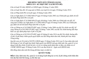 Nghị quyết 144/2014/NQ-HĐND quản lý sử dụng lệ phí đăng ký cư trú chứng minh nhân dân Hà Giang