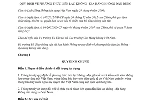 Thông tư 44/2014/TT-BGTVT phương thức liên lạc không địa hàng không dân dụng