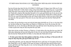 Chỉ thị 22/2014/CT-UBND triển khai thi hành Luật tiếp công dân Hồ Chí Minh