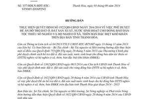 Hướng dẫn 337/HDLN-BDT-STC-STNMT-SNNPTNT hỗ trợ đất ở sản xuất nước sinh hoạt nghèo Thanh Hóa