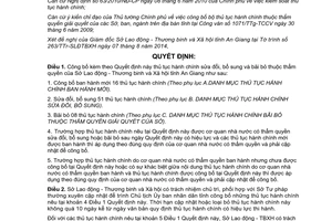 Quyết định 1410/QĐ-UBND 2014 thủ tục hành chính Sở Lao động Thương binh Xã hội An Giang