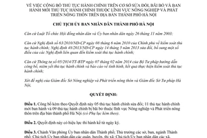Quyết định 4536/QĐ-UBND 2014 thủ tục hành chính sửa đổi bãi bỏ Nông nghiệp Phát triển nông thôn Hà Nội