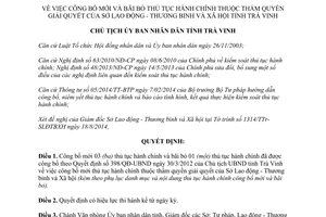 Quyết định 1434/QĐ-UBND 2014 thủ tục hành chính thuộc Sở Lao động Thương binh Xã hội Trà Vinh