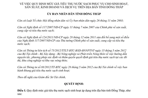 Quyết định 19/2014/QĐ-UBND giá tiêu thụ nước sạch sinh hoạt sản xuất kinh doanh Đồng Tháp