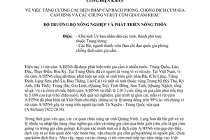 Công điện 7115/CĐ-BNN-TY năm 2014 phòng chống dịch cúm gia cầm H5N6 chủng vi rút cúm gia cầm