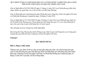 Thông tư 27/2014/TT-BCT quá cảnh hàng hóa Campuchia qua lãnh thổ nước Việt Nam