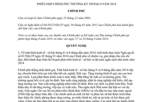 Nghị quyết 64/NQ-CP phiên họp Chính phủ thường kỳ tháng 8 năm 2014