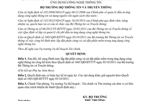Quyết định 1235/QĐ-BTTTT 2014 sửa đổi 1601/QĐ-BTTTT Định mức lắp đặt phần cứng cài đặt phần mềm