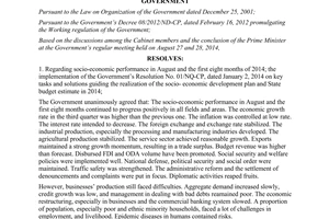 Resolution No. 64/NQ-CP The Government’s regular meeting August 2014
