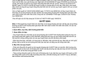 Quyết định 2691/QĐ-UBND 2014 sử dụng khoáng sản làm vật liệu xây dựng Quảng Nam 2020 2030