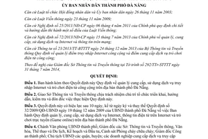 Quyết định 27/2014/QĐ-UBND quản lý cung cấp sử dụng dịch vụ Internet trò chơi điện tử công cộng Đà Nẵng