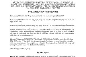 Quyết định 18/2014/QĐ-UBND kinh phí phổ biến giáo dục pháp luật chuẩn tiếp cận pháp luật Trà Vinh