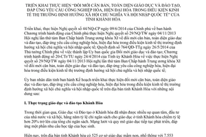 Kế hoạch 5369/KH-UBND 2014 thực hiện đổi mới căn bản toàn diện giáo dục và đào tạo Khánh Hòa