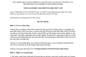 Quyết định 904/QĐ-BHXH 2014 chức năng nhiệm vụ quyền hạn Trường Đào tạo nghiệp vụ bảo hiểm