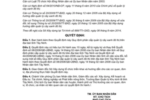 Quyết định 23/2014/QĐ-UBND phân cấp quản lý cây xanh đô thị Tây Ninh