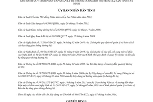 Quyết định 24/2014/QĐ-UBND phân cấp quản lý hệ thống đường đô thị Tây Ninh