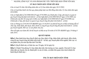Quyết định 14/2014/QĐ-UBND quy hoạch phát triển kinh tế xã hội ngành sản phẩm chủ yếu Yên Bái
