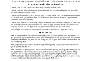 Quyết định 20/2014/QĐ-UBND tiếp nhận giải quyết thủ tục hành chính một cửa một cửa liên thông Quảng Bình