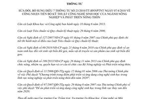 Thông tư 29/2014/TT-BNNPTNT sửa đổi 23/2010/TT-BNNPTNT tiến bộ công nghệ sinh học nông nghiệp