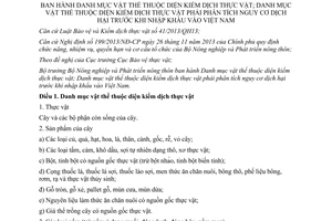Thông tư 30/2014/TT-BNNPTNT Danh mục kiểm dịch thực vật phân tích nguy cơ dịch hại trước khi nhập khẩu