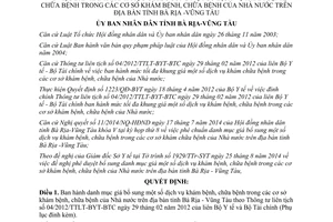 Quyết định 44/2014/QĐ-UBND giá bổ sung dịch vụ khám chữa bệnh cơ sở khám chữa bệnh Nhà nước Bà Rịa Vũng Tàu