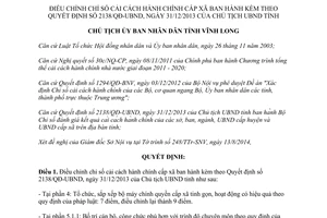 Quyết định 1329/QĐ-UBND năm 2014 điều chỉnh chỉ số cải cách hành chính xã theo 2138/QĐ-UBND Vĩnh Long