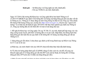 Công văn 1694/TĐC-ĐL 2014 hướng dẫn 21/2014/TT-BKHCN đo lường đối với lượng của hàng đóng gói sẵn