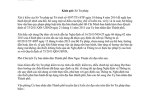 Công văn 7417/VP-PCNC năm 2014 sửa đổi Quy chế kiểm tra xử lý rà soát hệ thống văn bản pháp luật Hồ Chí Minh