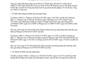 Công văn 3920/TCT-CS năm 2014 khấu trừ thuế giá trị gia tăng đầu vào trường hợp thanh toán nội bộ doanh nghiệp