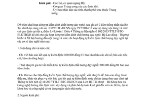 Công văn 3378/LĐTBXH-TCDN 2014 hướng dẫn nội dung mức chi hoạt động tự kiểm định chất lượng dạy nghề