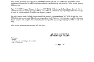 Công văn 11141/TCHQ-GSQL 2014 C/O mẫu D ghi trị giá FOB