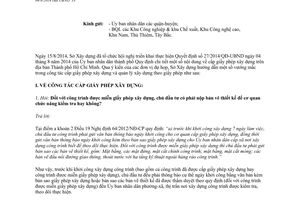 Công văn 7886/SXD-CPXD 2014 cấp giấy phép xây dựng quản lý trật tự xây dựng Hồ Chí Minh