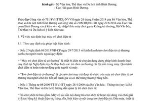 Công văn 3215/BVHTTDL-KHTC năm 2014 nhập khẩu máy trò chơi điện tử