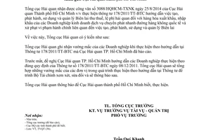 Công văn 11345/TCHQ-TVQT 2014 thực hiện 178/2011/TT-BTC Biên lai thu thuế lệ phí hải quan XNK