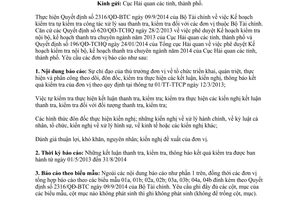 Công văn 11349/TCHQ-TTr 2014 thực hiện 2316/QĐ-BTC kiểm tra đơn vị thuộc Bộ Tài chính