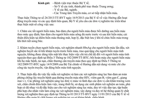 Công văn 6522/BYT-KCB năm 2014 tăng cường bảo đảm an toàn truyền máu