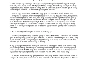 Công văn 3297/BVHTTDL-KHTC năm 2014 nhập khẩu máy trò chơi điện tử