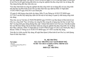 Công văn 19/BXD-GĐ 2014 hướng dẫn kiểm tra công tác nghiệm thu đưa công trình vào sử dụng