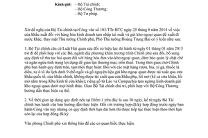 Công văn 7415/VPCP-KTTH 2014 chính sách hàng hóa gửi kho ngoại quan