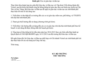 Công văn 5231/BGDĐT-KHTC 2014 thống kê giáo dục trực tuyến Bộ Giáo dục Đào tạo