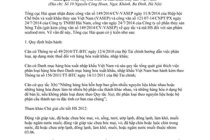 Công văn 11572/TCHQ-TXNK năm 2014 mã HS mặt hàng thủy sản
