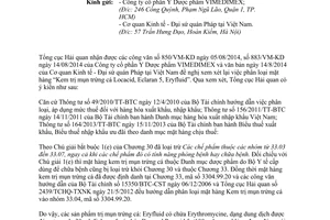 Công văn 11635/TCHQ-TXNK năm 2014 phân loại hàng hóa Kem trị mụn trứng cá Locacid Eclaran 5 Eryfluid