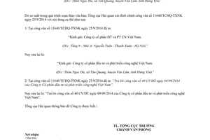 Công văn 11806/TCHQ-VP năm 2014 đính chính công văn 11640/TCHQ-TXNK cưỡng chế thuế